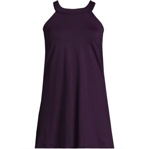 Land’s End Plus Size High Neck one piece Swimsuit soft adjustable BlackBerry Var